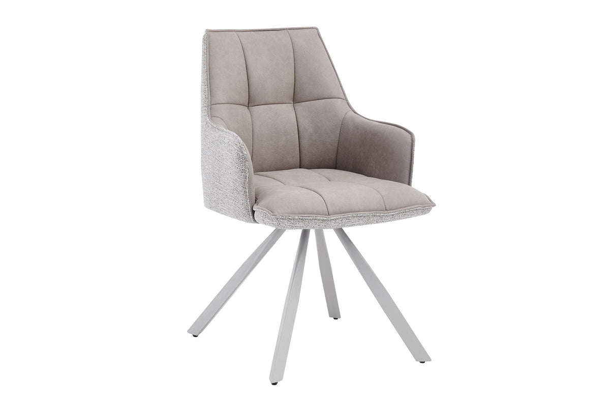 Rousseau - Chaise de salle à manger Solenne - Pivotante - Tissu Beige - 88 x 55 x 62 cm