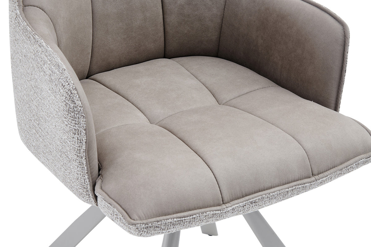 Rousseau - Chaise de salle à manger Solenne - Pivotante - Tissu Beige - 88 x 55 x 62 cm
