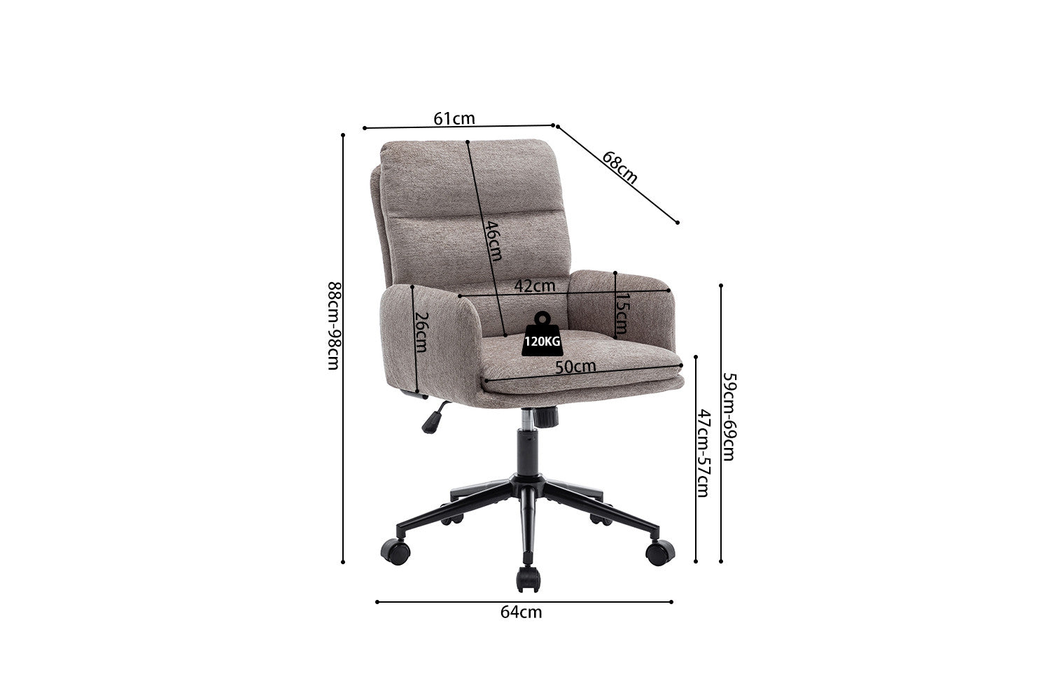 Bureaustoel 'Aimé' Stof Fabb Raven 30 Zand