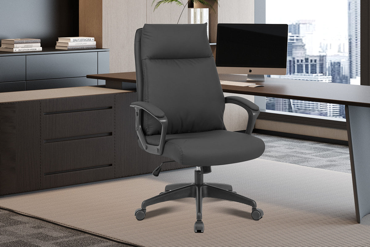 Rousseau - Chaise de bureau Samuel - PU/Nylon Noir - 102/110 x 66 x 71 cm
