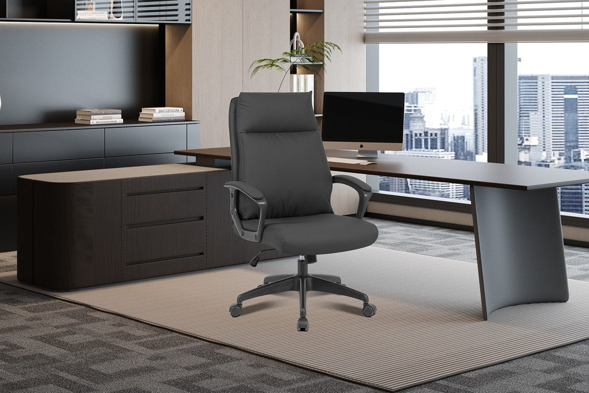Rousseau - Chaise de bureau Samuel - PU/Nylon Noir - 102/110 x 66 x 71 cm