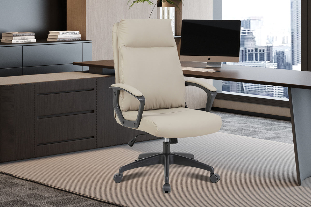 Rousseau - Chaise de bureau Samuel - PU/Nylon Beige - 102/110 x 66 x 71 cm