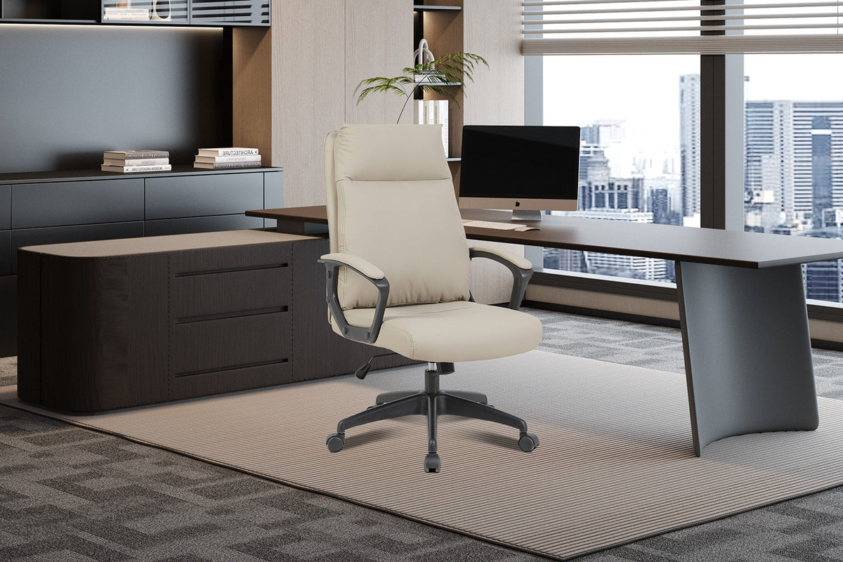 Rousseau - Chaise de bureau Samuel - PU/Nylon Beige - 102/110 x 66 x 71 cm