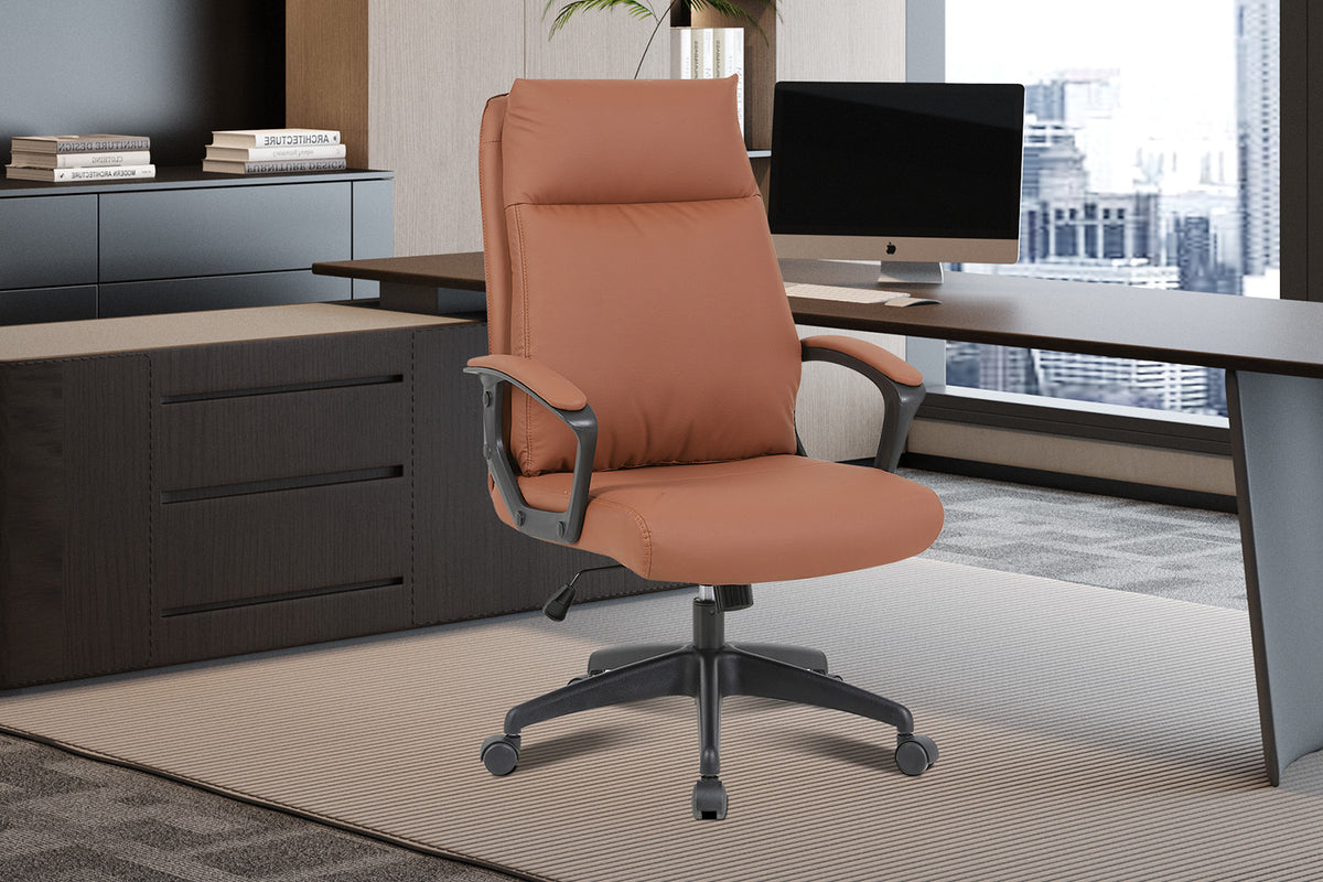 Rousseau - Chaise de bureau Samuel - PU/Nylon Cognac - 102/110 x 66 x 71 cm