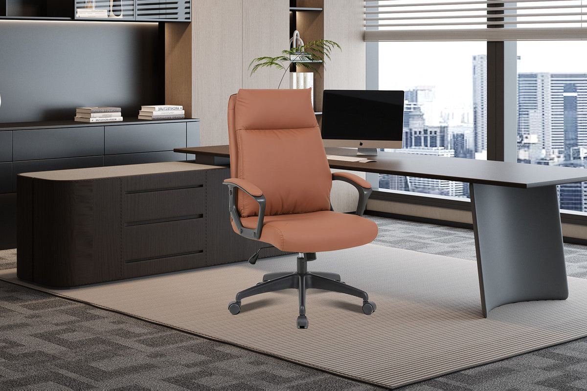 Rousseau - Chaise de bureau Samuel - PU/Nylon Cognac - 102/110 x 66 x 71 cm