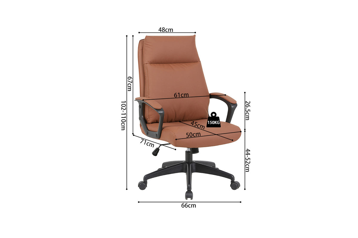 Rousseau - Bureaustoel Samuel - PU/Nylon Cognac - 102/110 x 66 x 71 cm