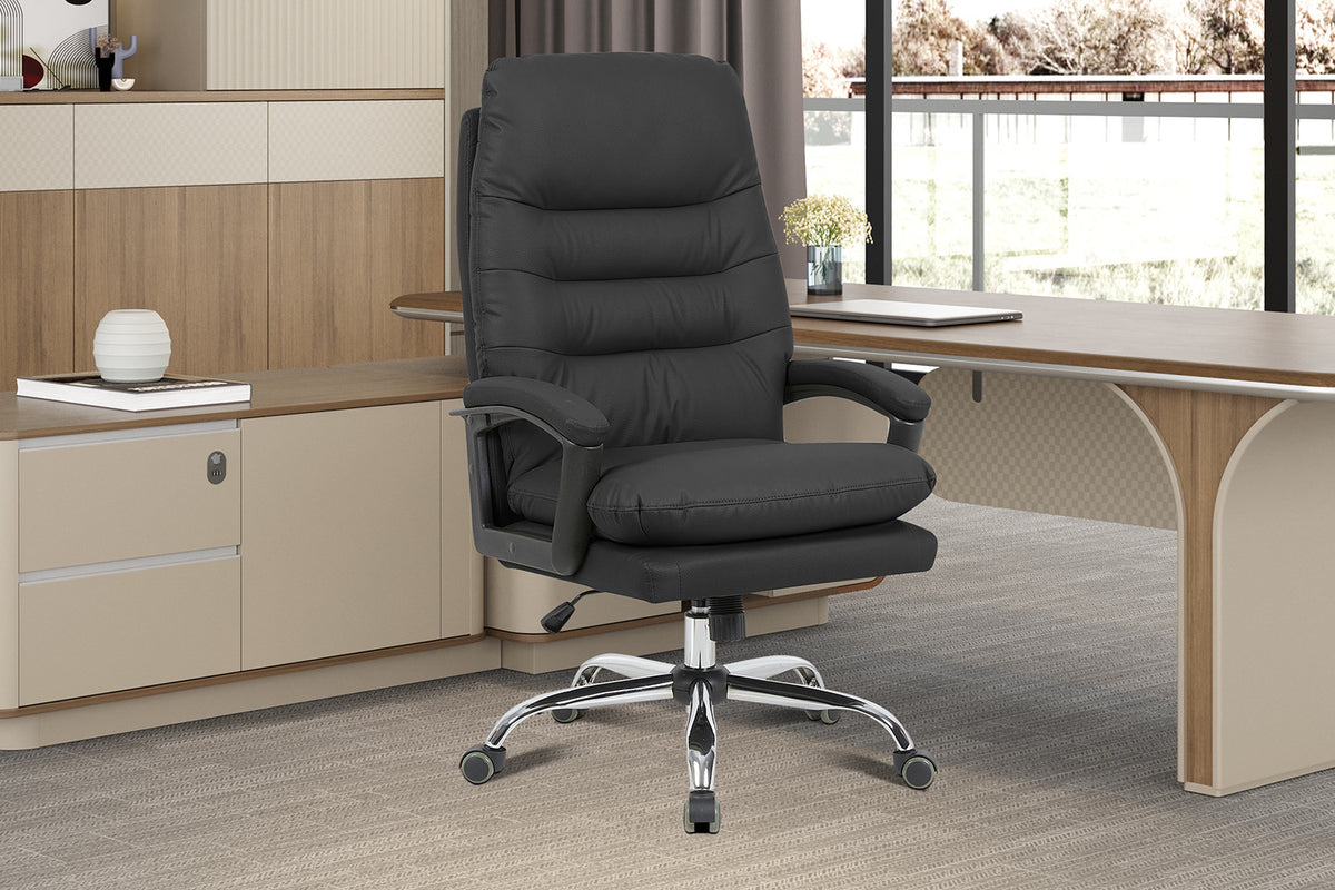 Rousseau - Chaise de bureau Daniel - PU Noir - 112/120 x 74 x 76 cm