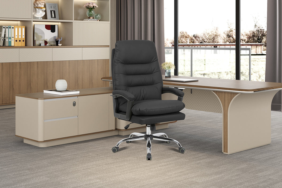 Rousseau - Chaise de bureau Daniel - PU Noir - 112/120 x 74 x 76 cm