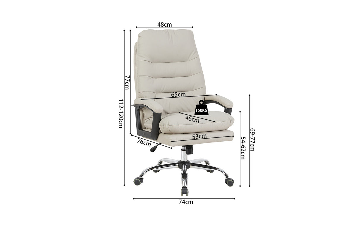 Rousseau - Chaise de bureau Daniel - PU Beige - 112/120 x 74 x 76 cm
