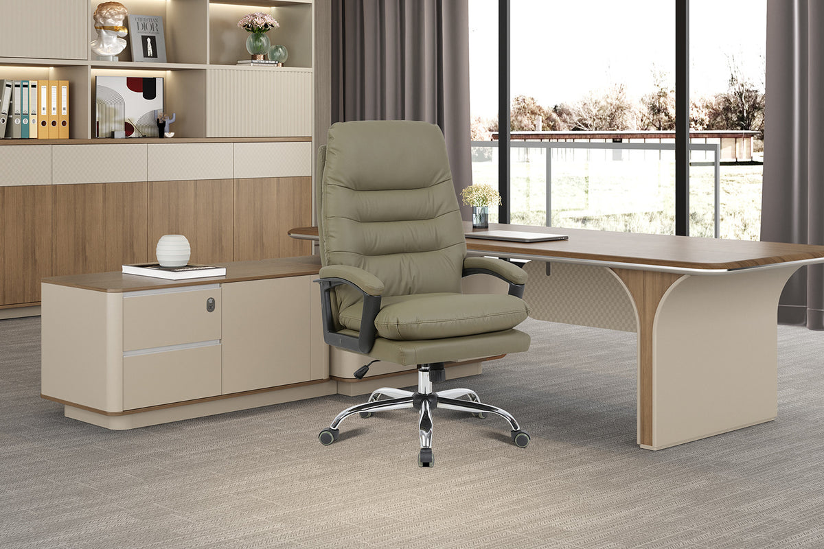 Rousseau - Chaise de bureau Daniel - PU Vert - 112/120 x 74 x 76 cm