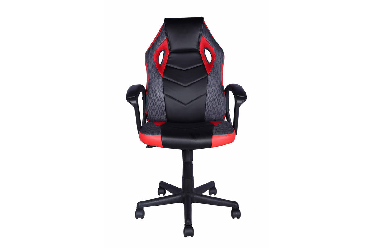 Rousseau - Chaise gaming Tiger - PU Noir/Rouge/Gris - 102.5/112 x 57.5 x 65 cm
