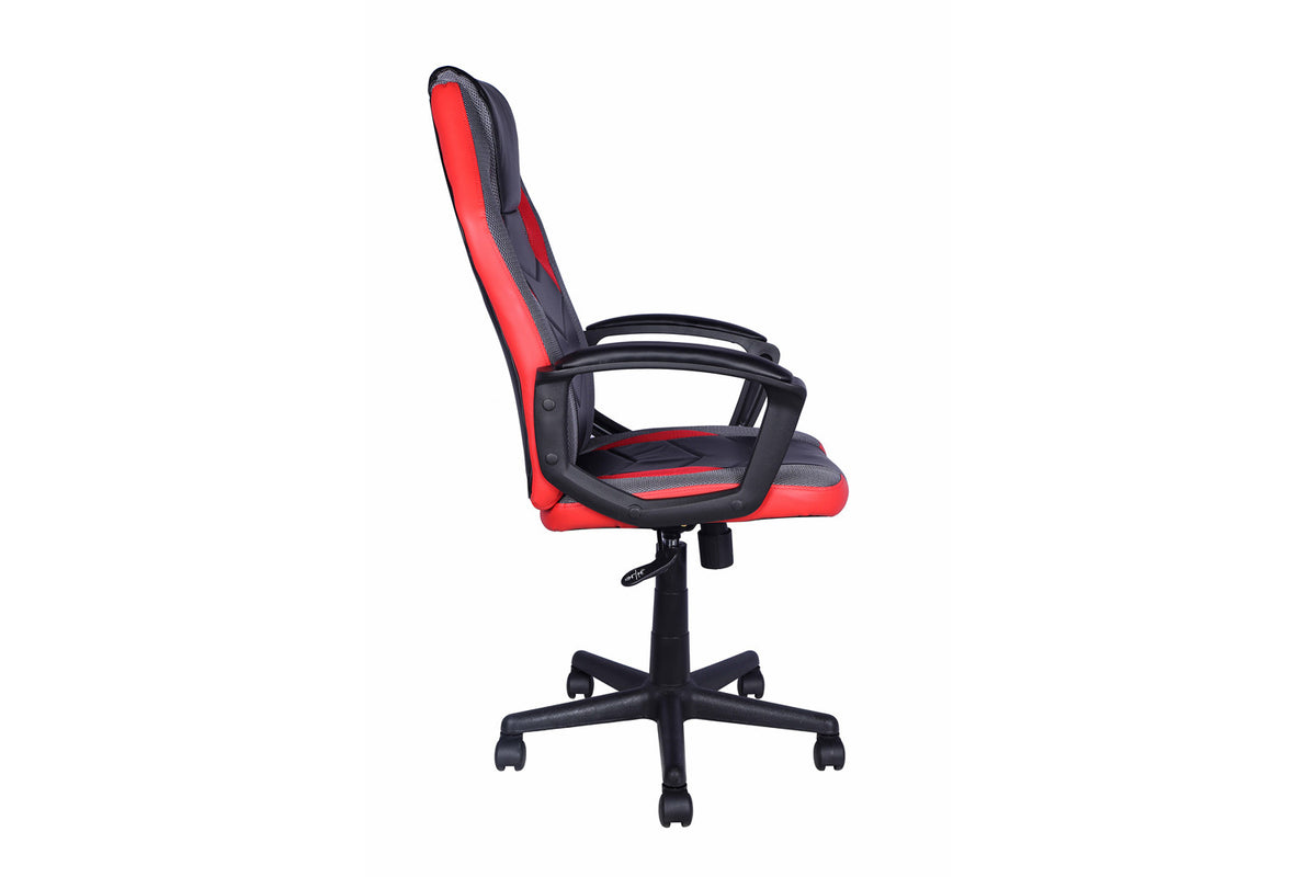 Rousseau - Chaise gaming Tiger - PU Noir/Rouge/Gris - 102.5/112 x 57.5 x 65 cm