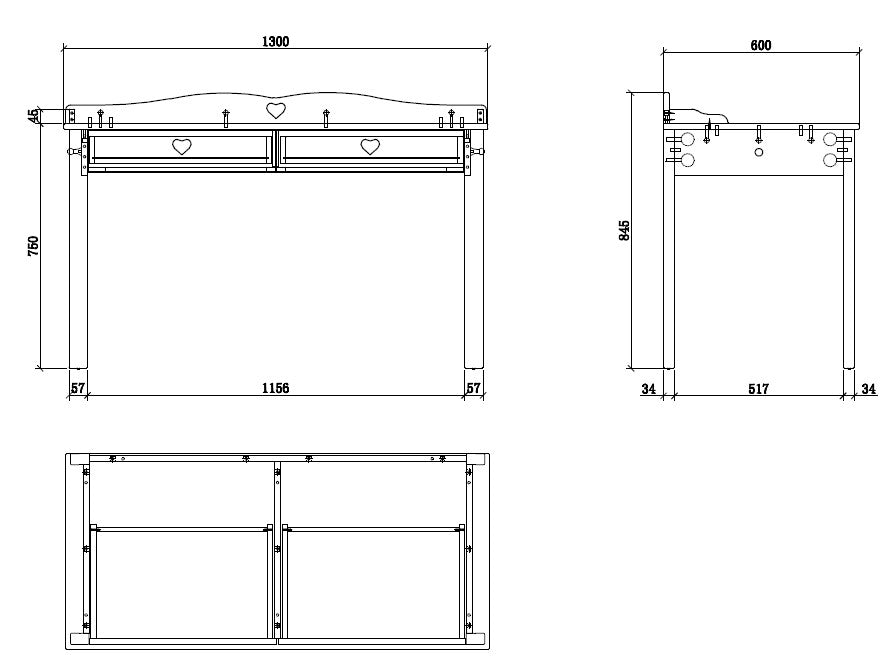 Vipack - Bureau Amori - AMBU1314 - Blanc - 60x84,5x130cm