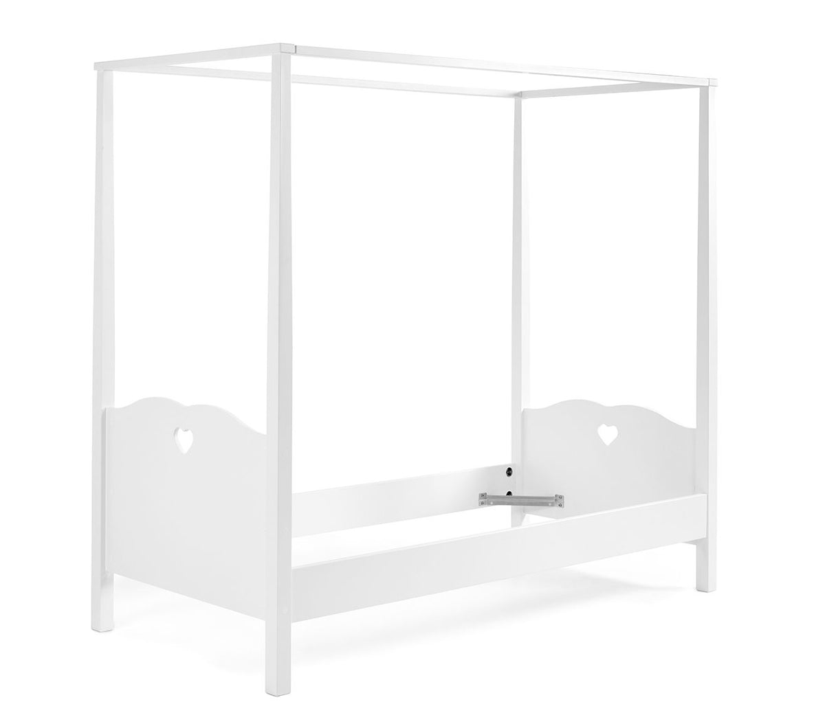 Vipack - Hemelbed AMORI - Lattenbodem, textiel, lade - Wit - 90x200 cm