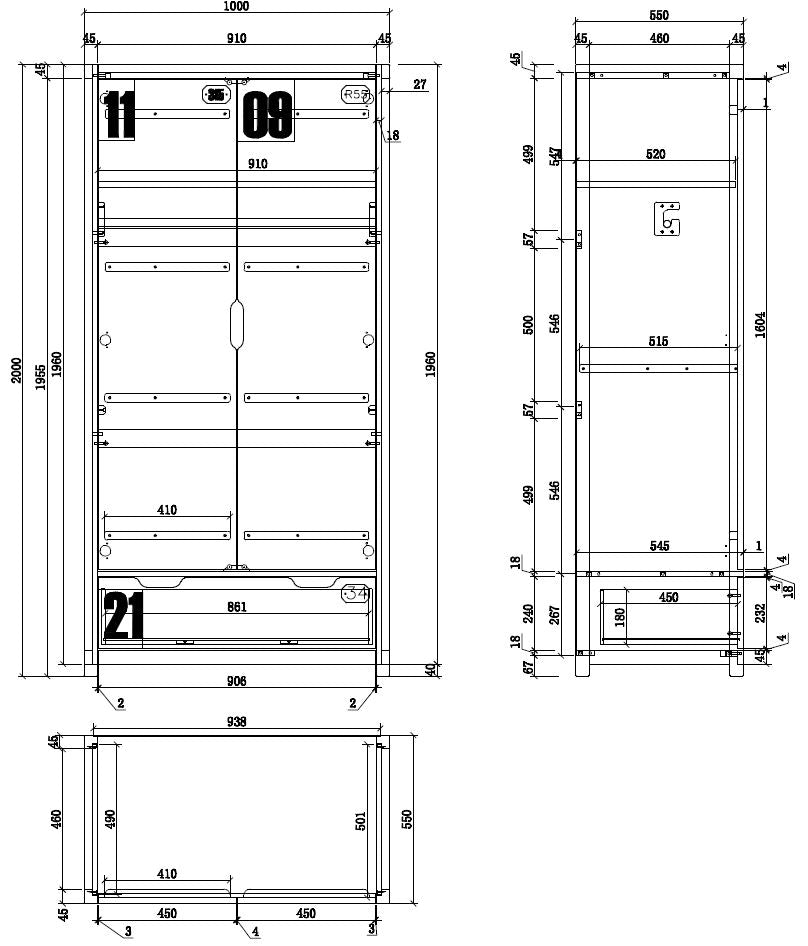 Vipack - Kleerkast Alex - AXKL1219 - Natuur - 55x200x100cm