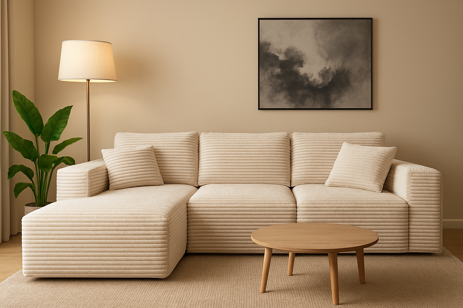 MLM - Salon AirSofa – Ribfluweel Stof Beige- 160×280cm