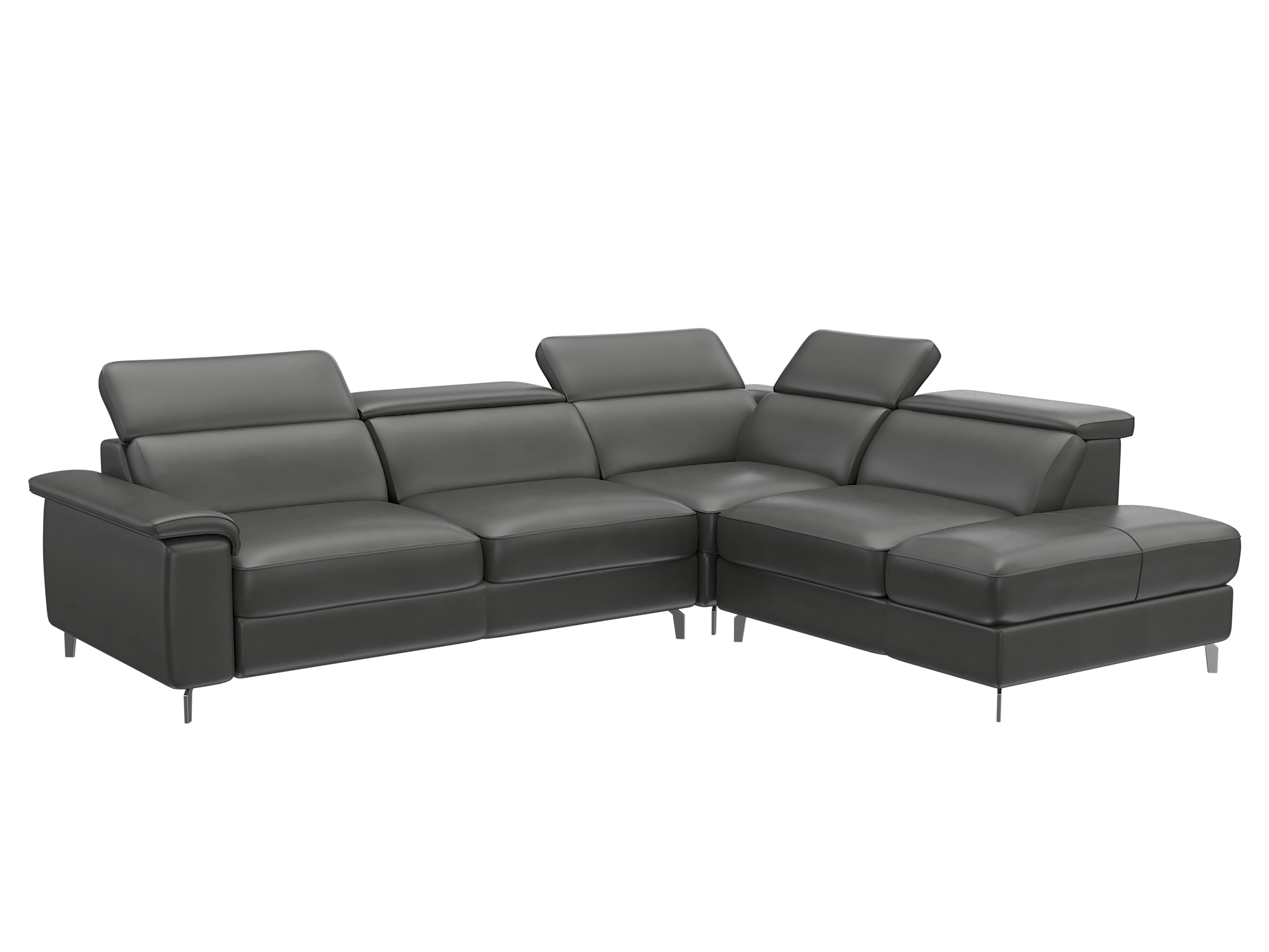 Altoni - Canapé d'angle Ambassador - avec relaxation électrique - cuir noir - 295x224cm