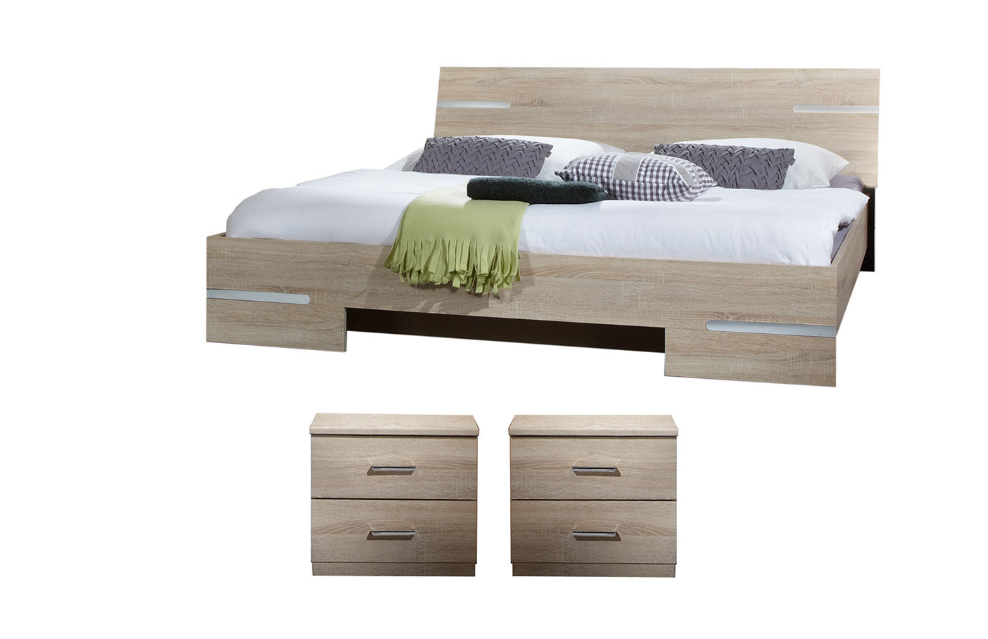 Wimex - Bedset Anna - 759141 - Ruwe Eik/Chrome - 180x81x200cm