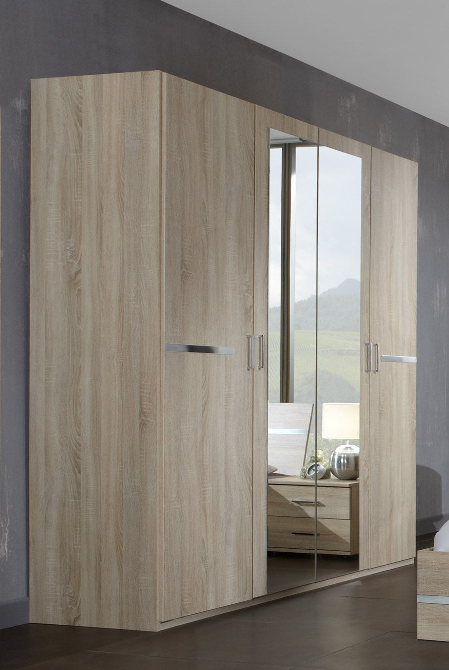 Wimex - Kleerkast Anna - 759568 - Ruwe Eik/Chrome - 180x208x58cm