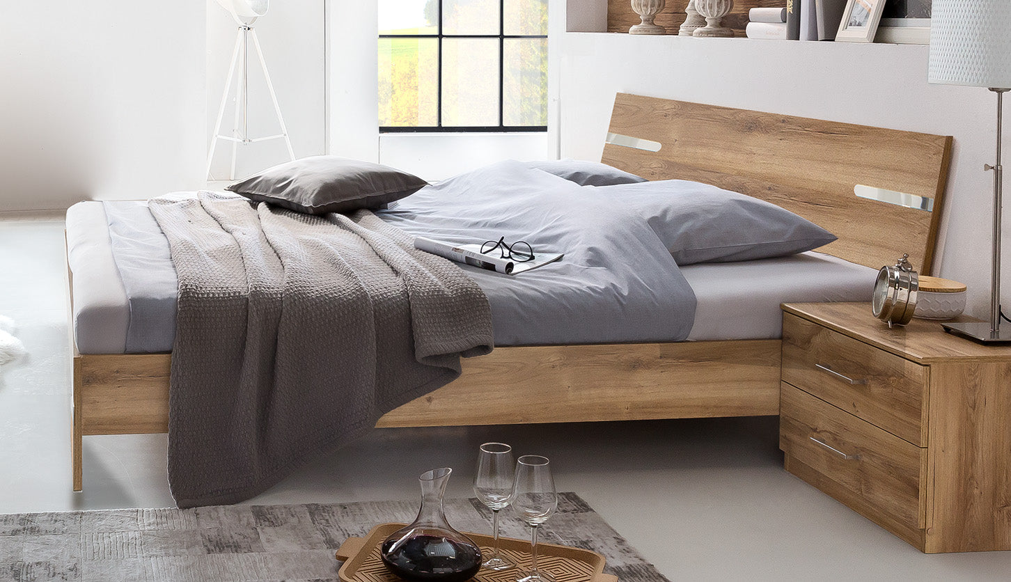 Wimex - Lit double Anna - 760293 - Chêne/Planches chromées - 180x81x200cm