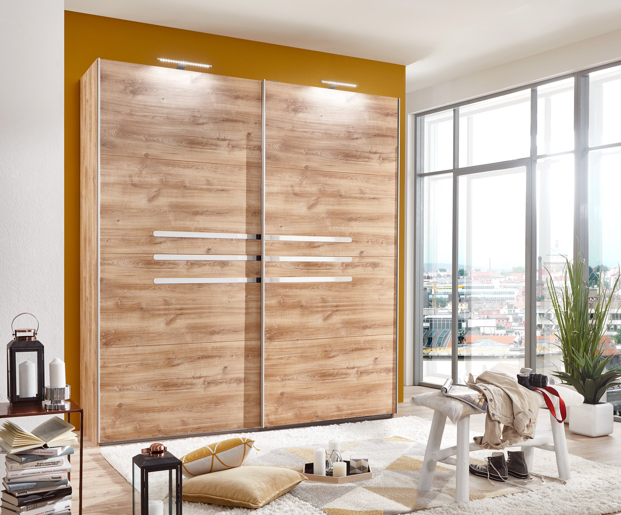 Wimex - Kleerkast Anna - 760864 - Planken Eik/Chrome - 225x208x65cm