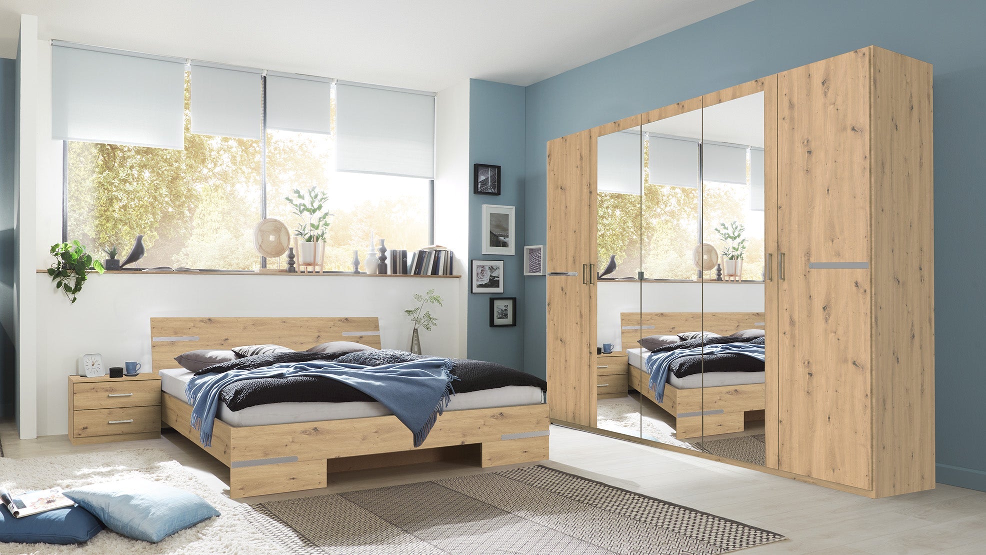 Wimex - Chambre (ensemble 4 pièces) Anna - 761333 - Chêne Artisan/Chrome - 478x208x200cm