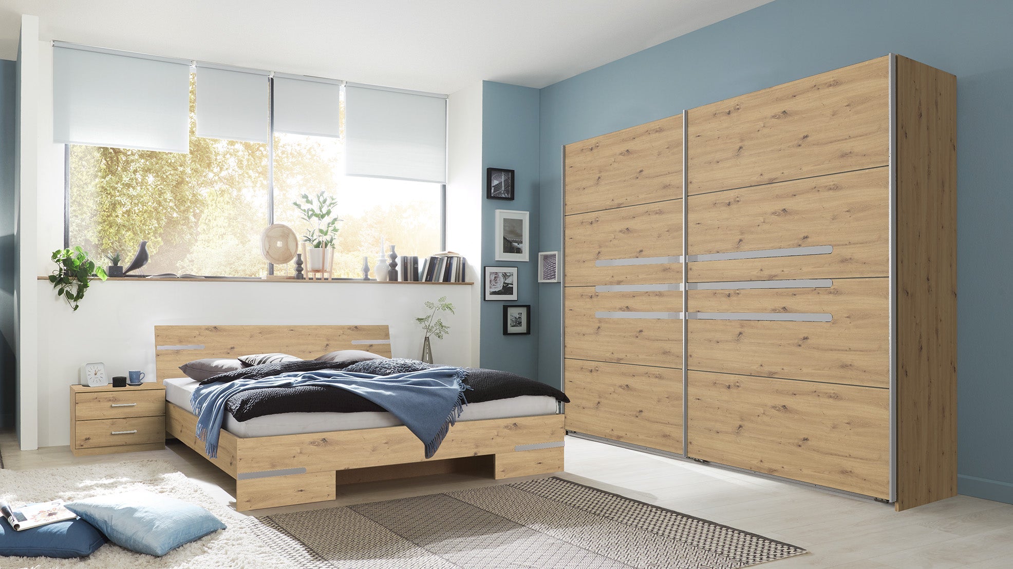 Wimex - Chambre (ensemble 4 pièces) Anna - 761136 - Chêne Artisan/Chrome - 489x208x200cm