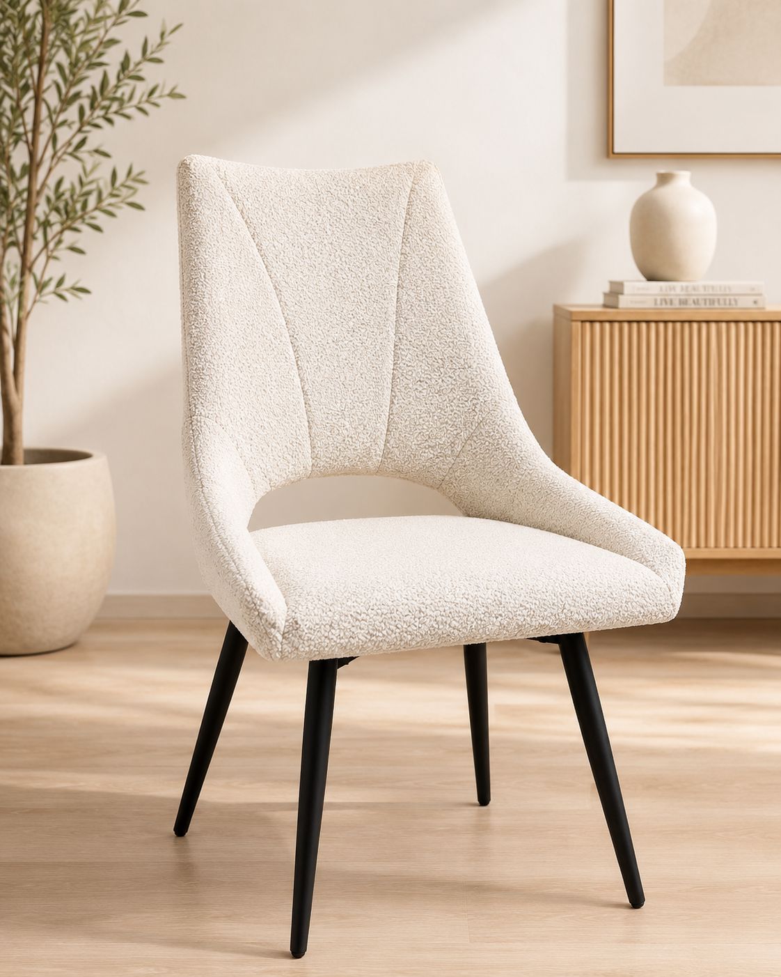 2BM - Chaise Antoine –  Couleur Écru – 51x48x92cm