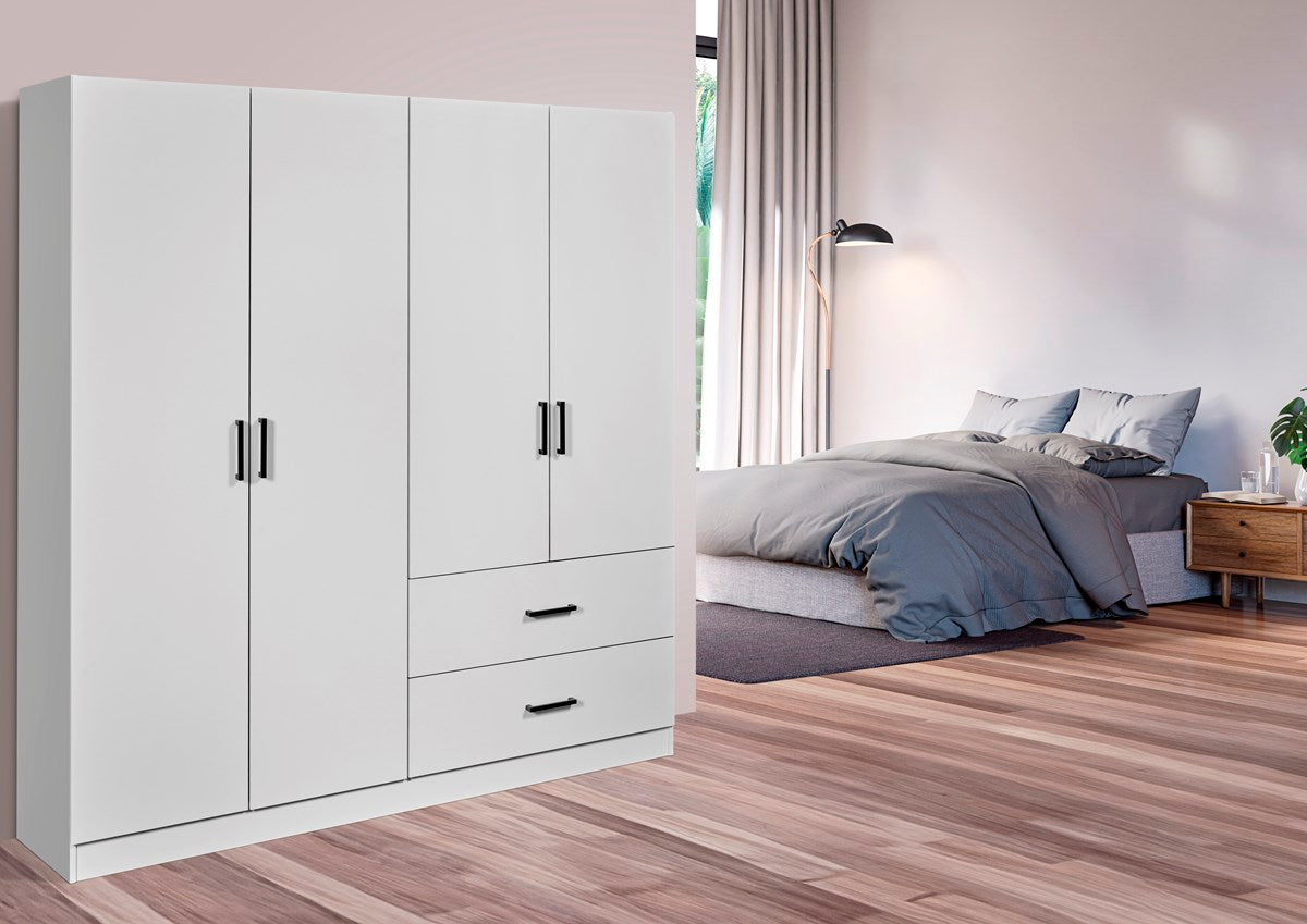 GBO - Bergkast Wilson – 4 deuren - 160x180x40 cm - Wit
