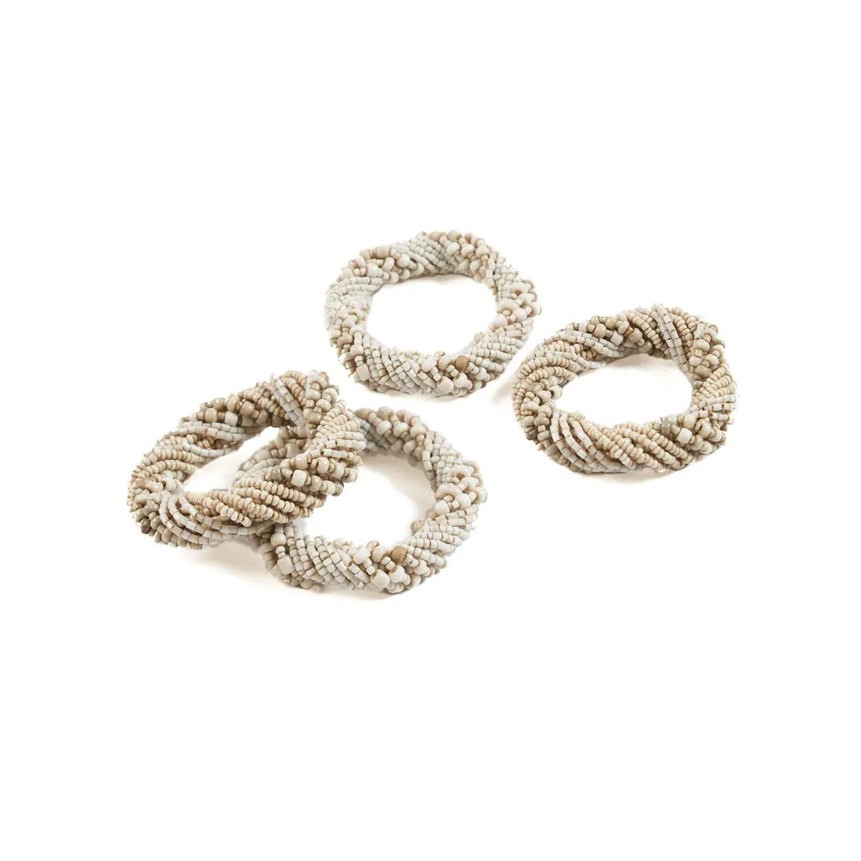 BB - Servietring kralen - Wit - Set van 4