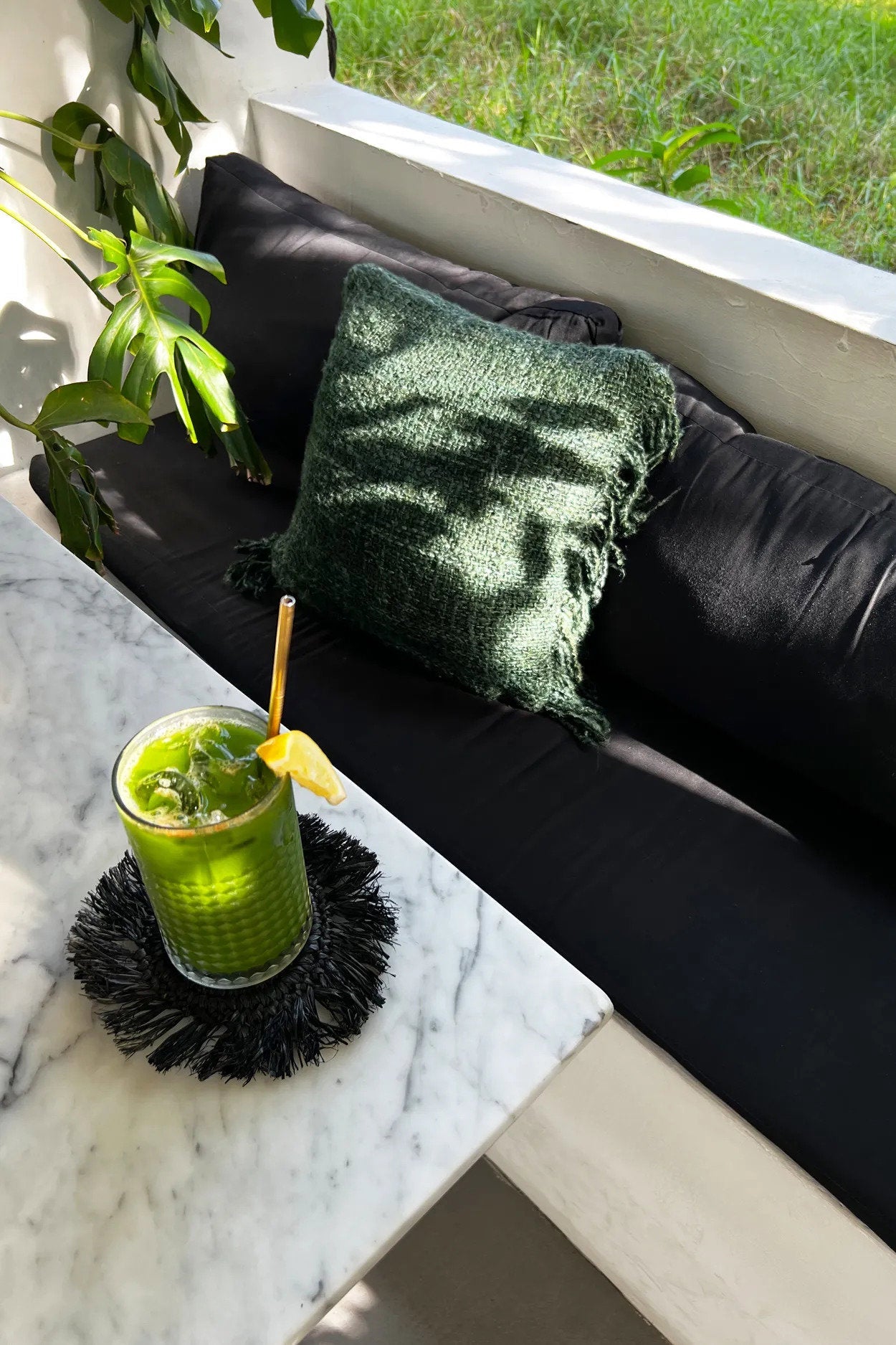 BB - Onderzetter Fringe Raffia - Zwart