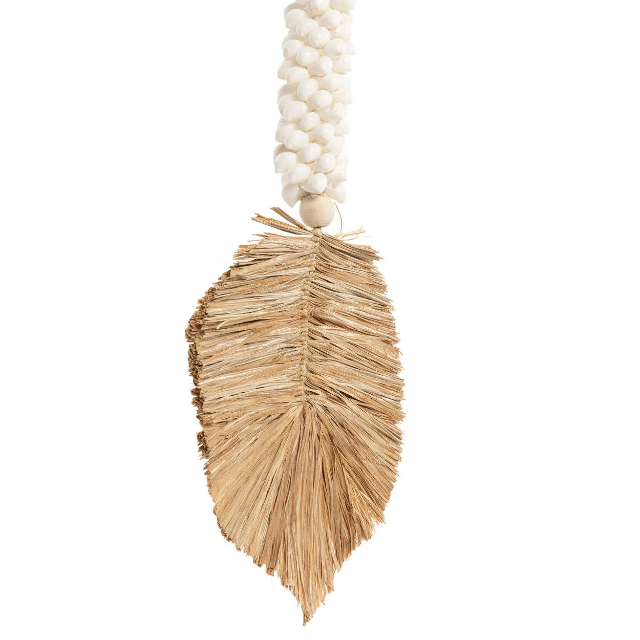 BB - Decoratie Raffia Schelp Kwastje - Wit Natuurlook