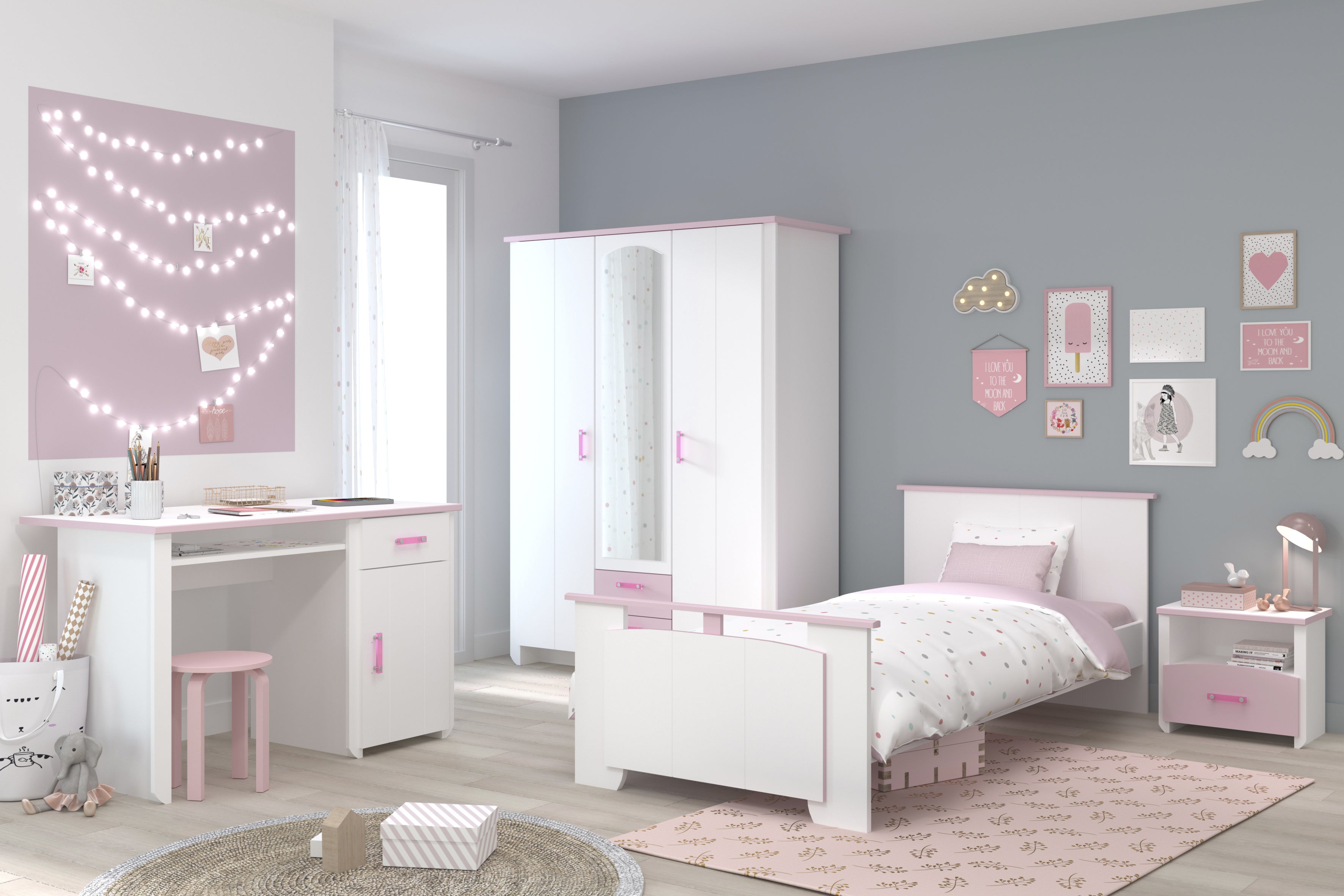 PST - Kinderkamer Biotiful - Bed + Kleerkast + Nachttafel
