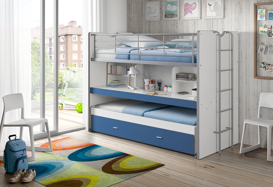 Vipack - Lit superposé Bonny - BONHS8007 - Bleu - 101,5x161x221,5cm