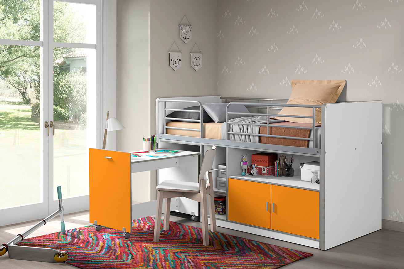 Vipack - Lit mi-hauteur Bonny - BONHS9111 - Orange - 96x121x207cm