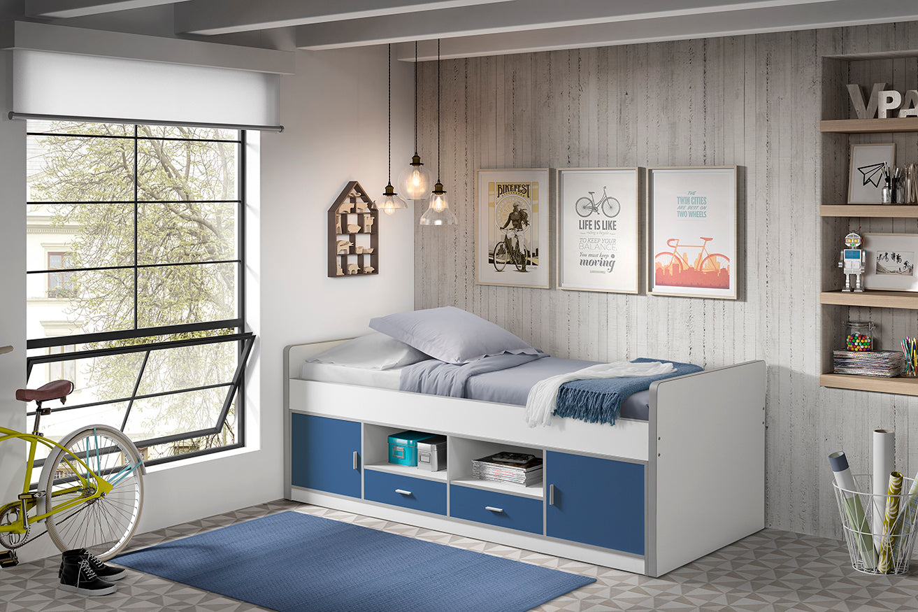 Vipack - Eenpersoonsbed Bonny - BONKB9007 - Blauw - 97,5x78,5x207cm