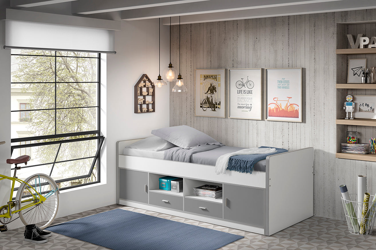 Vipack - Eenpersoonsbed Bonny - BONKB9009 - Grijs - 97,5x78,5x207cm