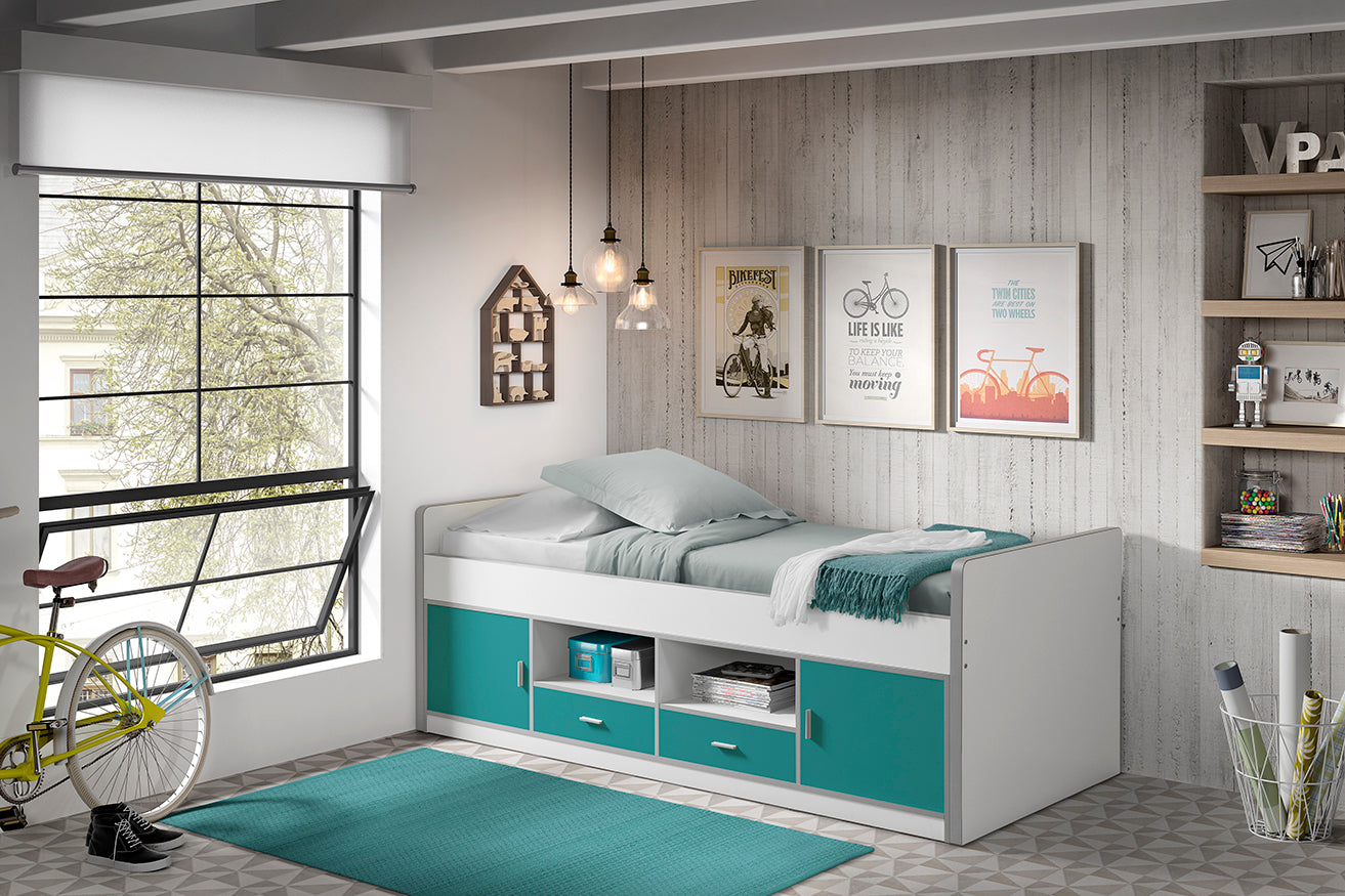 Vipack - Eenpersoonsbed Bonny - BONKB9094 - Turquoise - 97,5x78,5x207cm