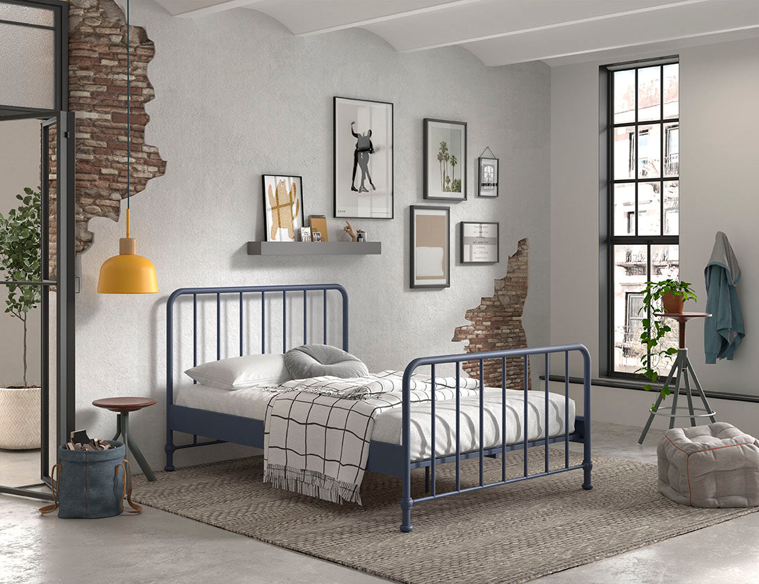 Vipack - Eenpersoonsbed Bronxx - BRBE1407 - Blauw - 146,5x110x208cm