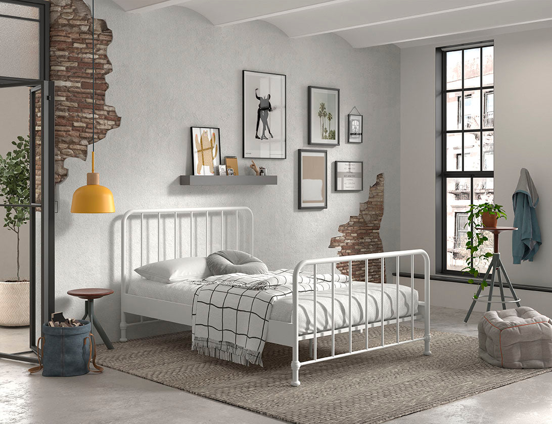 Vipack - Eenpersoonsbed Bronxx - BRBE1414 - Wit - 146,5x110x208cm