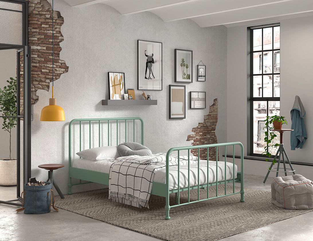Vipack - Eenpersoonsbed Bronxx - BRBE1493 - Olijfgroen - 146,5x110x208cm