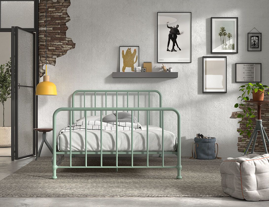 Vipack - Metalen bed BRONXX - Olijfgroen - 140x200 cm