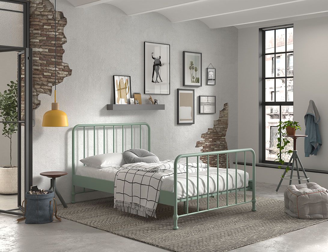 Vipack - Metalen bed BRONXX - Olijfgroen - 140x200 cm