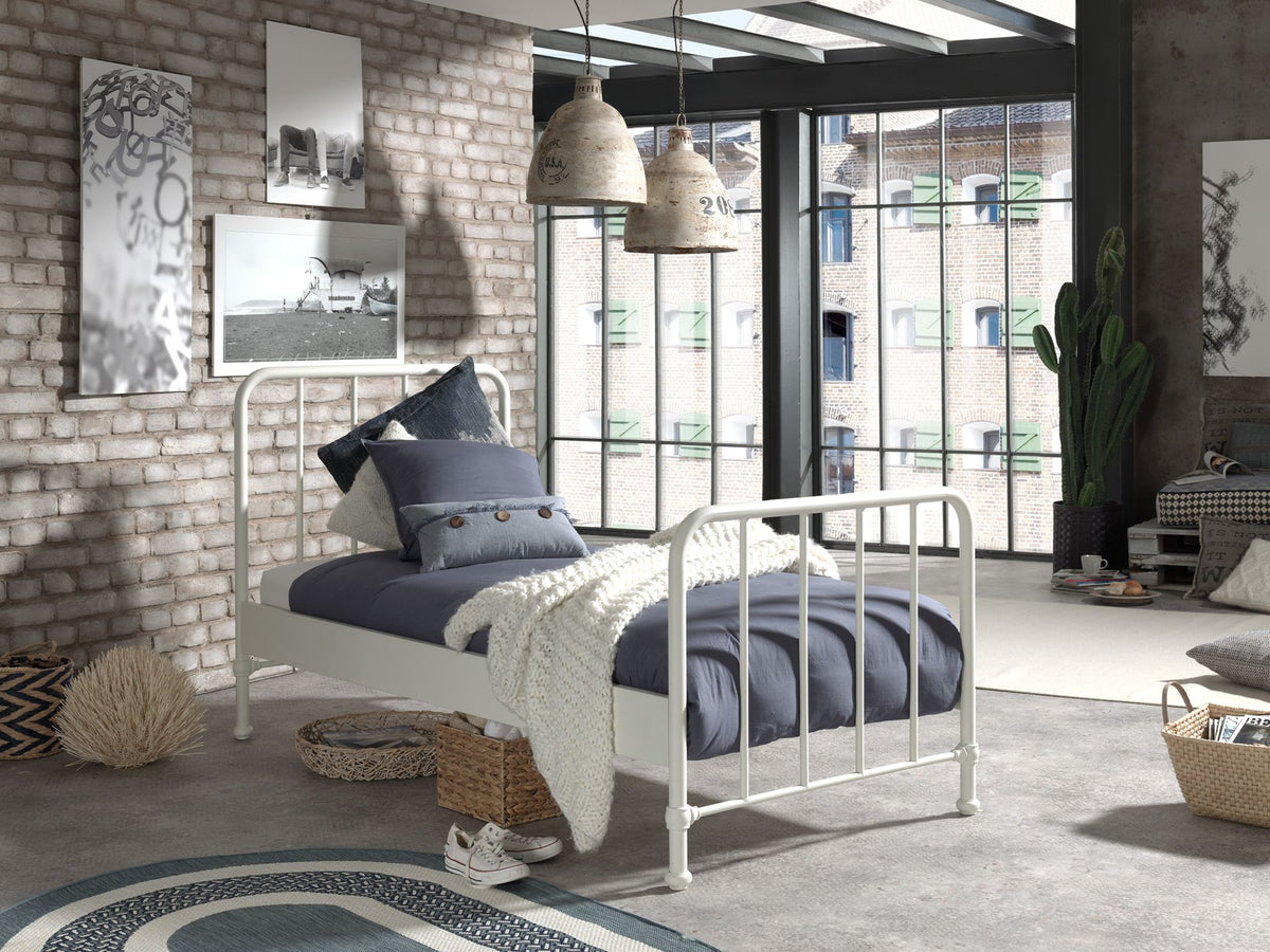 Vipack - Metalen bed BRONXX - Wit - 90x200 cm