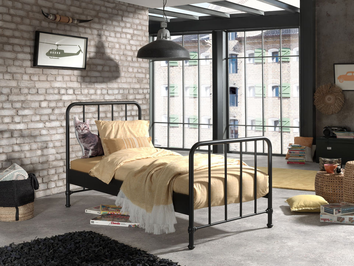 Vipack - Metalen bed BRONXX - Zwart - 90x200 cm