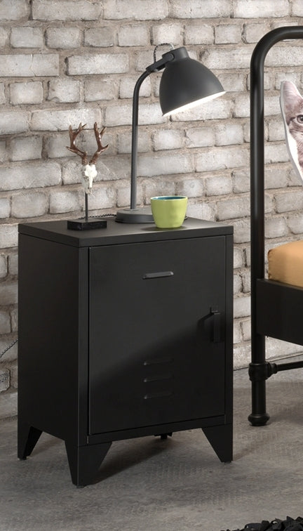 Vipack - Nachtkastje Bronxx - BRNA1118 - Zwart - 40x60,5x40cm