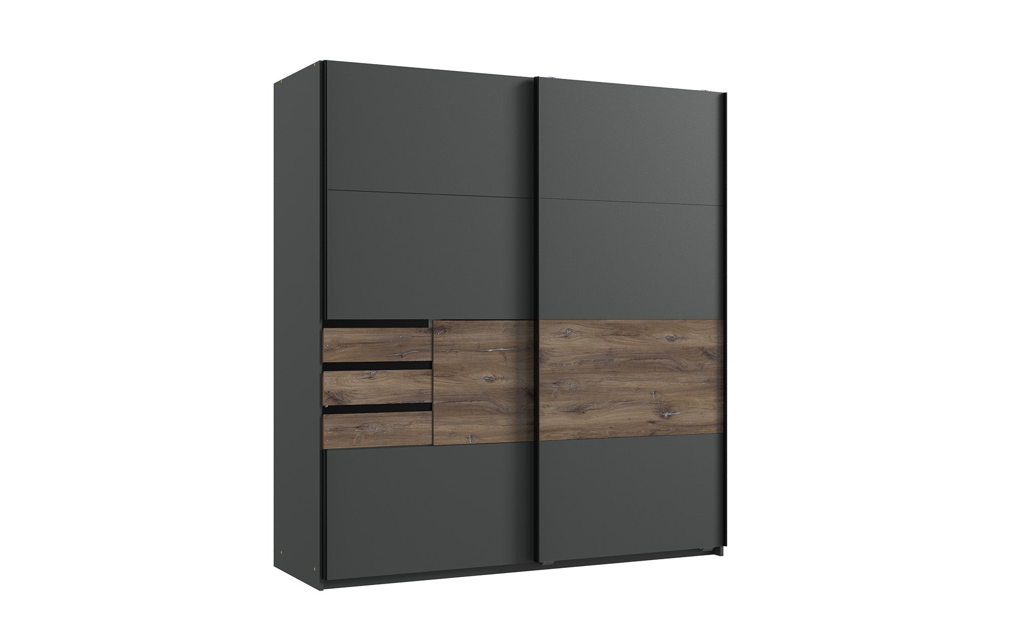 Wimex - Kleerkast Bamberg - X07764 - Grafiet/Zwart - 180x198x65cm