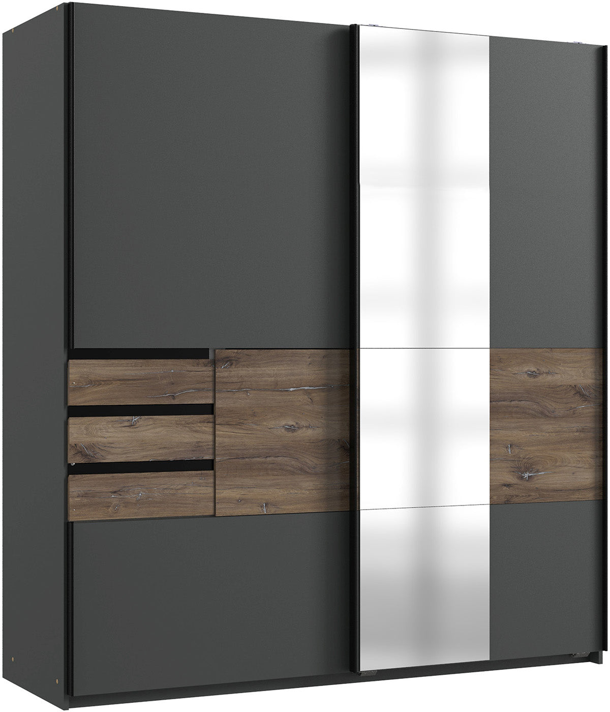 Wimex - Kleerkast Bamberg - X07765 - Grafiet/Zwart - 180x198x65cm