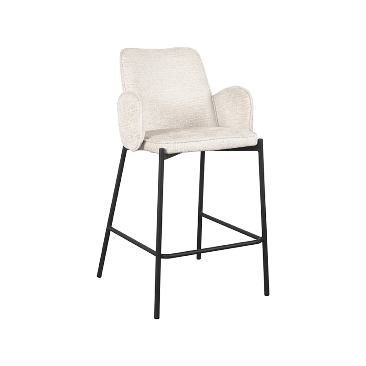 LABEL51 Barkruk Joni - Crème - Fluweel - Zithoogte 65 cm