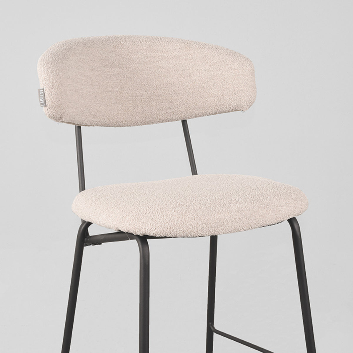 LABEL51 - Tabouret de bar Zack - Naturel - Boucle - Hauteur d'assise 65 cm